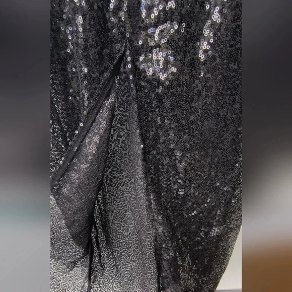 Women's Floor Length, Long Sleeve, Sheer, Goth Whimsigoth Sequin Evening Gown, L - Picture 4 of 11